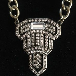 Crystal and Antiqued Gold-Tone Necklace